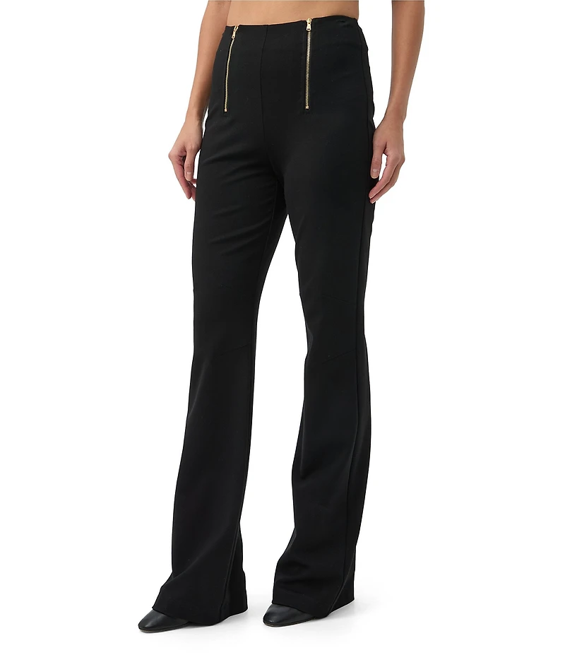 Trina Turk Kiara Ponte High-Rise Flare Leg Exposed Zip Pants