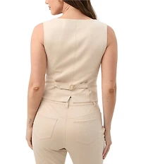 Trina Turk Kofi Faux Suede V-Neck Sleeveless Vest