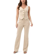Trina Turk Kofi Faux Suede V-Neck Sleeveless Vest