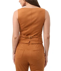Trina Turk Kofi Faux Suede V-Neck Sleeveless Vest