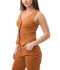 Trina Turk Kofi Faux Suede V-Neck Sleeveless Vest