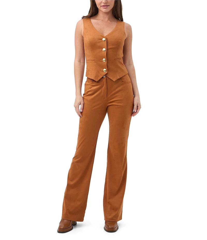 Trina Turk Kofi Faux Suede V-Neck Sleeveless Vest