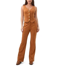 Trina Turk Kofi Faux Suede V-Neck Sleeveless Vest