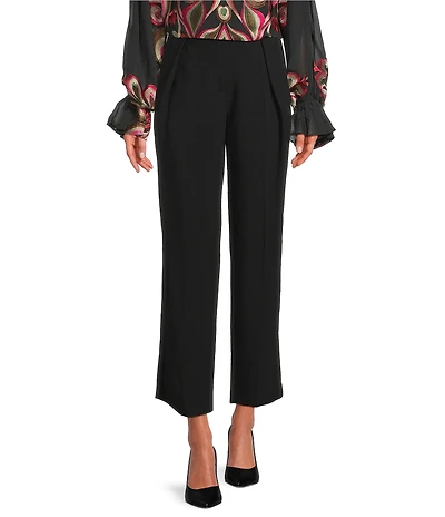 Trina Turk Larch Mid Rise Pleated Straight Cropped Pants