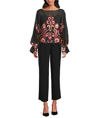 Trina Turk Larch Mid Rise Pleated Straight Cropped Pants