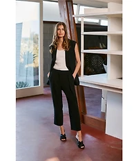 Trina Turk Larch Mid Rise Pleated Straight Cropped Pants