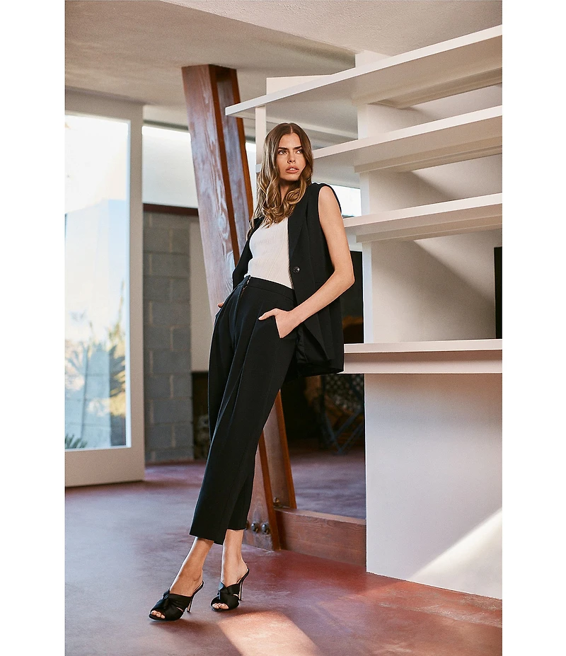 Trina Turk Larch Mid Rise Pleated Straight Cropped Pants