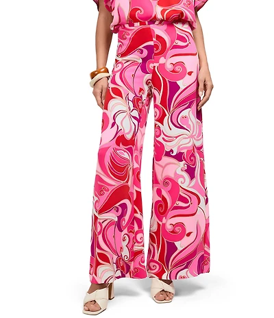 Trina Turk Long Weekend Printed Georgette High Waisted Wide Leg Coordinating Pants