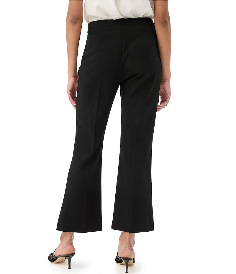 Trina Turk Luhrmann Mid-Rise Embellished Button Kick Flare Cropped Pants