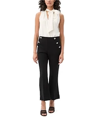 Trina Turk Luhrmann Mid-Rise Embellished Button Kick Flare Cropped Pants