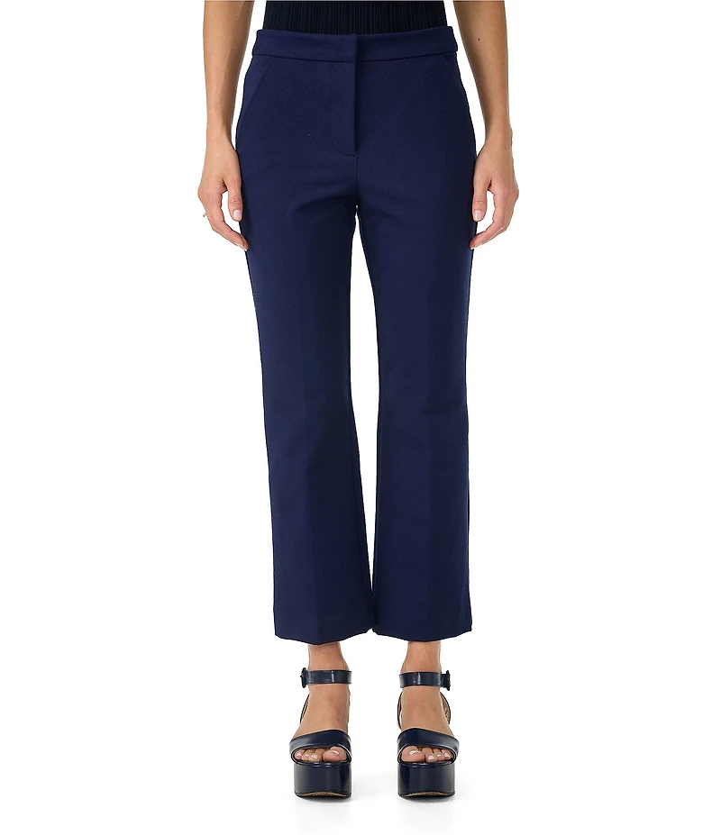 Trina Turk Lulu Stretch Pique Mid Rise Cropped Tailored Flare Leg Pants