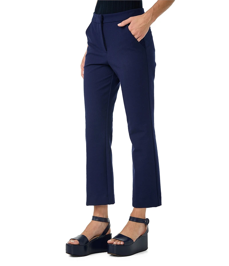Trina Turk Lulu Stretch Pique Mid Rise Cropped Tailored Flare Leg Pants