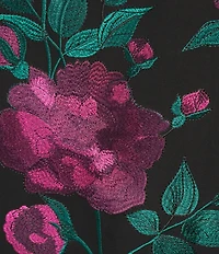 Trina Turk Luv Floral Embroidered Mesh Boat Neck Short Sleeve Dress