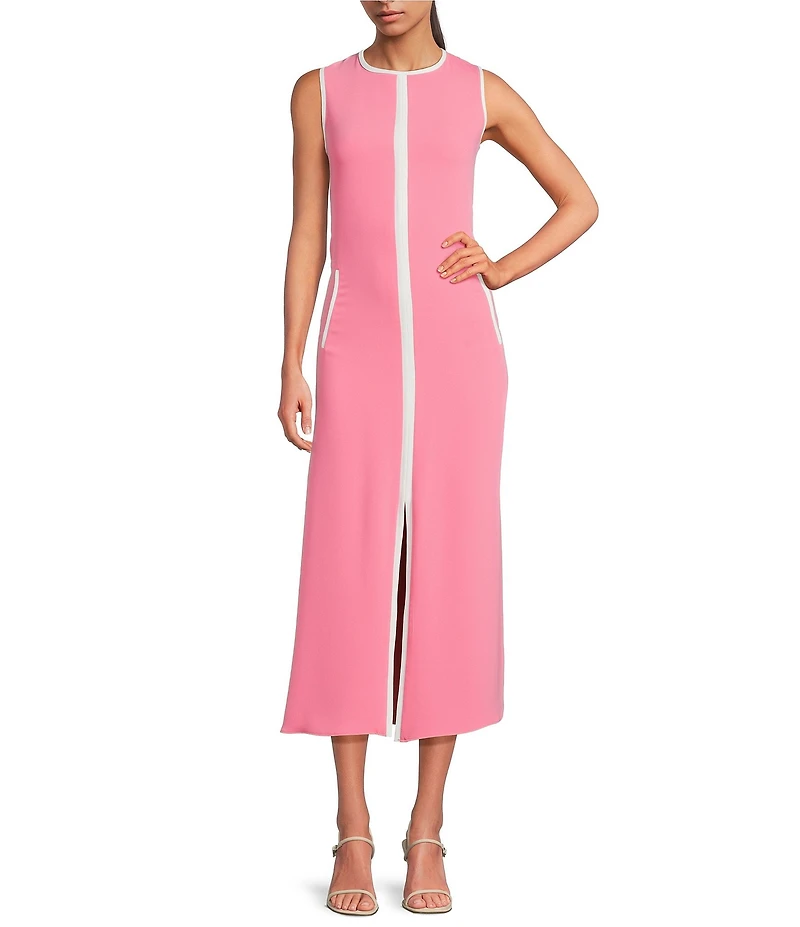 Trina Turk Magnifique Double Georgette Round Neck Sleeveless Midi Dress