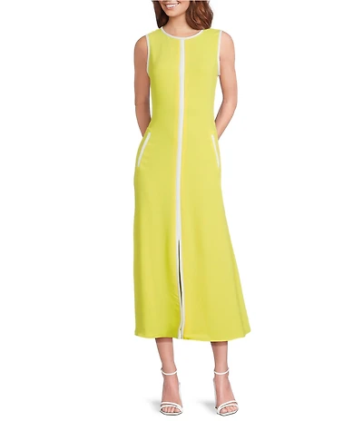 Trina Turk Magnifique Double Georgette Round Neck Sleeveless Midi Dress