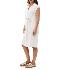 Trina Turk Meron Georgette Notch Lapel V-Neck Cap Sleeve Wrap Dress