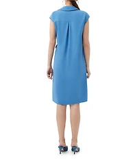 Trina Turk Meron Georgette Notch Lapel V-Neck Cap Sleeve Wrap Dress