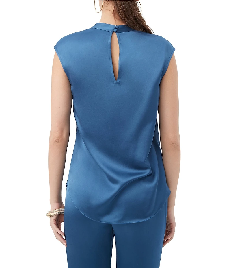 Trina Turk Mikan Satin Cowl Neck Cap Sleeve Top
