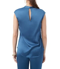 Trina Turk Mikan Satin Cowl Neck Cap Sleeve Top