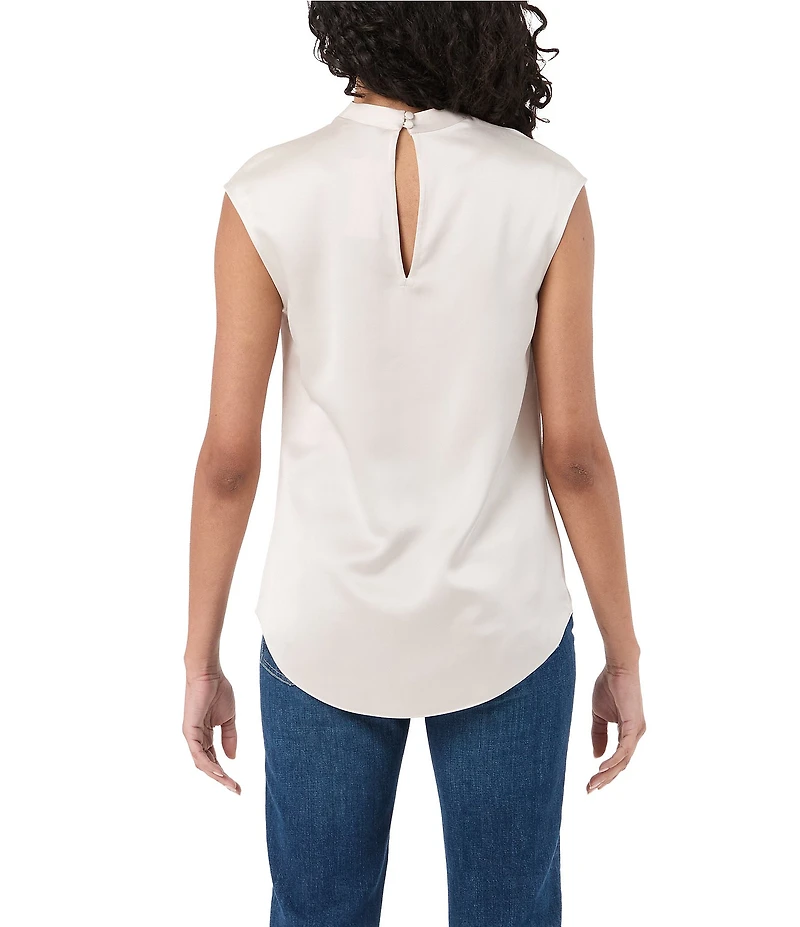 Trina Turk Mikan Satin Cowl Neck Cap Sleeve Top