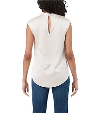 Trina Turk Mikan Satin Cowl Neck Cap Sleeve Top