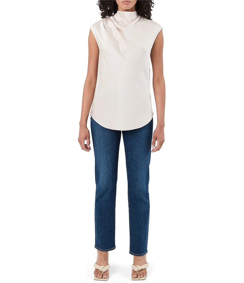 Trina Turk Mikan Satin Cowl Neck Cap Sleeve Top