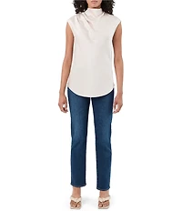 Trina Turk Mikan Satin Cowl Neck Cap Sleeve Top