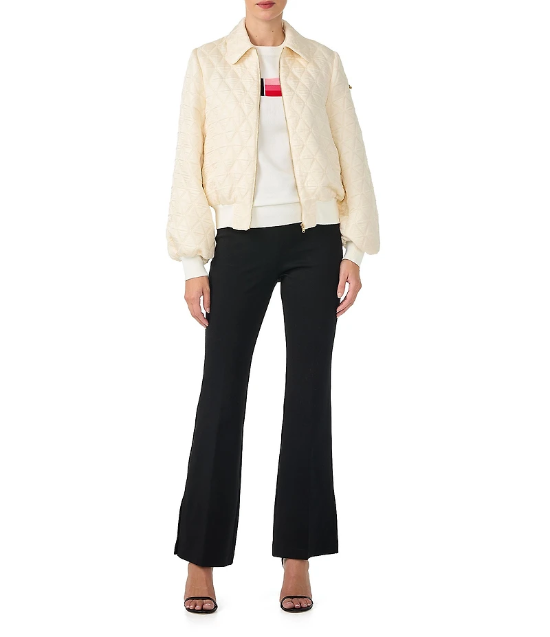 Trina Turk Mona Ponte Knit Mid-Rise Flare Leg Pants