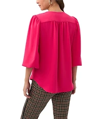 Trina Turk Morabi Georgette V-Neck 3/4 Sleeve Chain Tassel Top