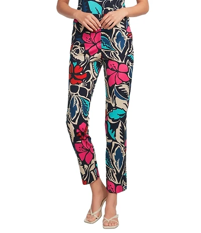Trina Turk Moss Floral Print Flat Front Tapered Ankle Pants