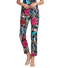 Trina Turk Moss Floral Print Flat Front Tapered Ankle Pants