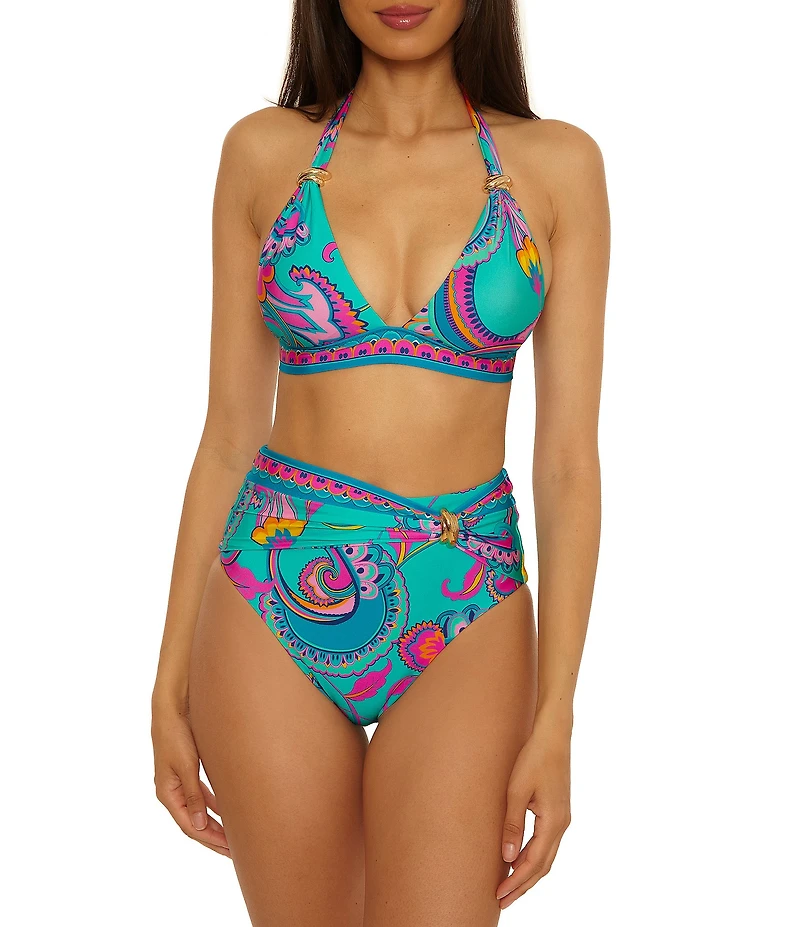 Trina Turk Mykonos Gold Bangle High Waist Swim Bottom
