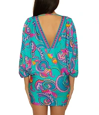 Trina Turk Mykonos Plunge V-Neck Tunic Swim Cover-Up