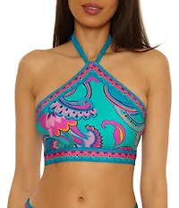Trina Turk Mykonos Reversible High Neck Cropped Swim Top