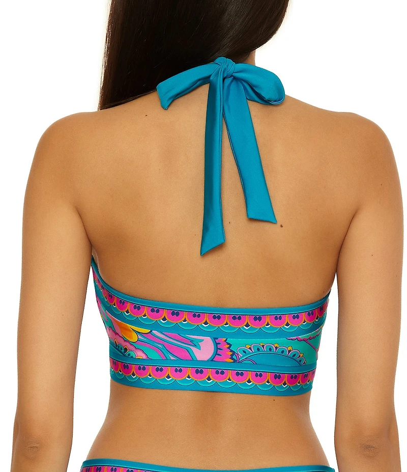 Trina Turk Mykonos Reversible High Neck Cropped Swim Top