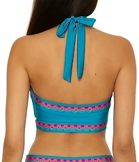 Trina Turk Mykonos Reversible High Neck Cropped Swim Top