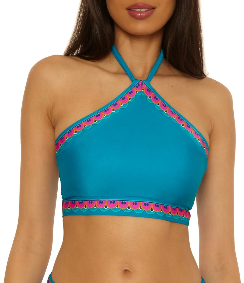 Trina Turk Mykonos Reversible High Neck Cropped Swim Top