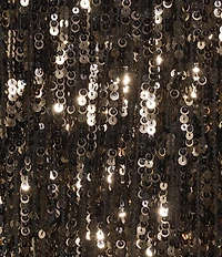 Trina Turk NiNi Sequin Round Neck Sleeveless Fringe Dress