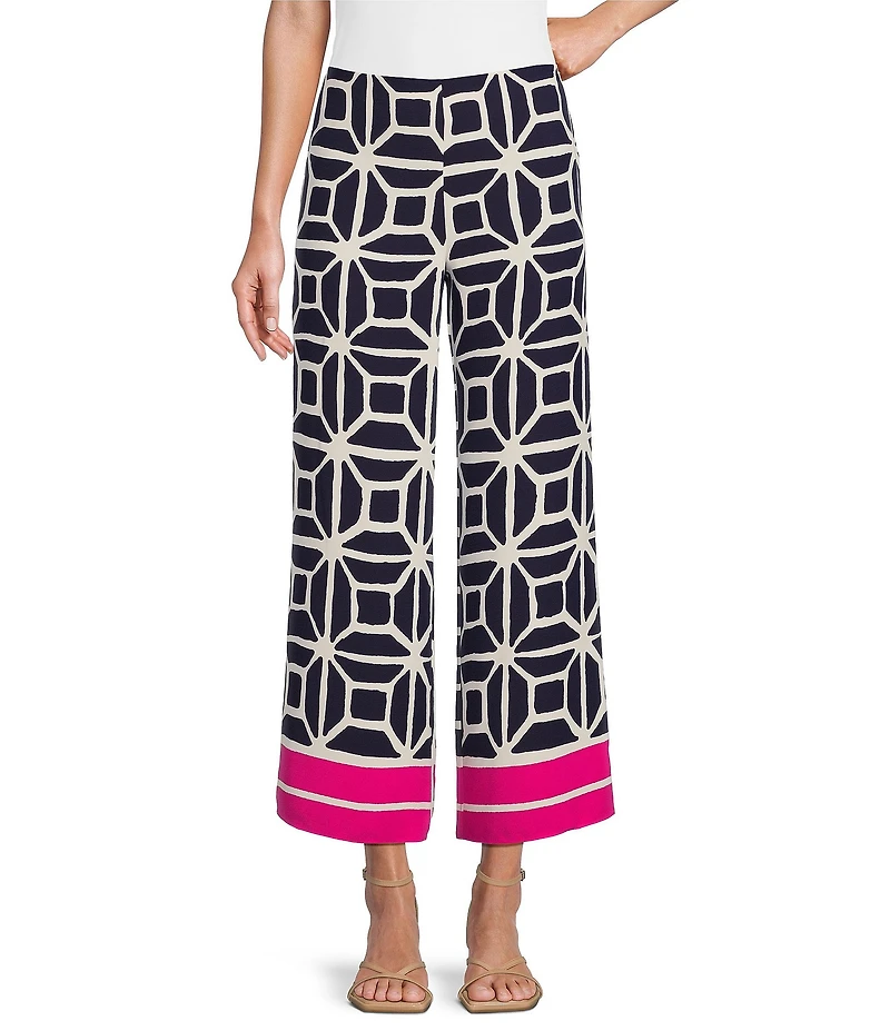 Trina Turk Orlett Printed Georgette Flat Front Cropped Coordinating Pants