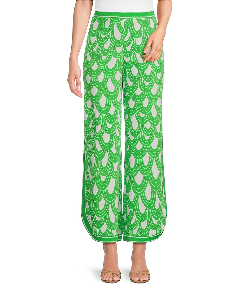 Trina Turk Overhead Woven Drape Print Flat Front Drapey Ankle Pants