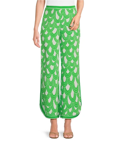 Trina Turk Overhead Woven Drape Print Flat Front Drapey Ankle Pants