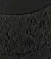 Trina Turk Palais Crepe Knit Boat Neck Sleeveless Fringe Sheath Dress