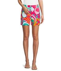 Trina Turk Pommes Abstract Double Georgette Printed High Rise Shorts