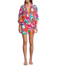 Trina Turk Pommes Abstract Double Georgette Printed High Rise Shorts