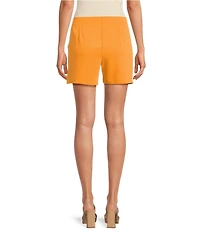 Trina Turk Pommes Double Georgette Flat Front Mid Rise Shorts