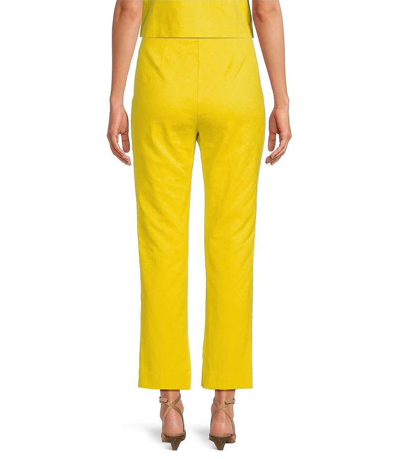 Trina Turk Pop Stretch Linen Blend Flat Front Mid Rise Crop Coordinating Pants
