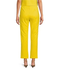 Trina Turk Pop Stretch Linen Blend Flat Front Mid Rise Crop Coordinating Pants