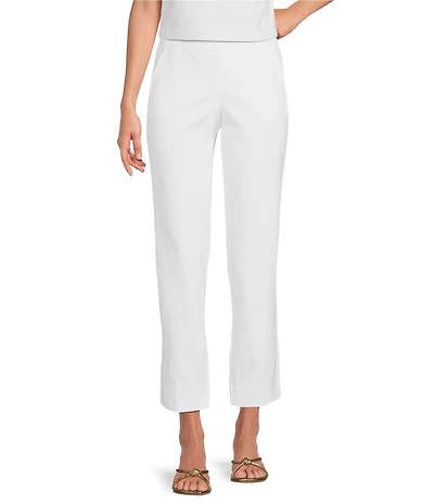 Trina Turk Pop Stretch Linen Blend Flat Front Mid Rise Crop Coordinating Pants