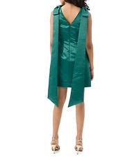 Trina Turk Priscilla Satin Boat Neck Sleeveless Bow Shoulder Mini Dress