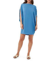 Trina Turk Razu Georgette Boat Neck Split Sleeve Dress